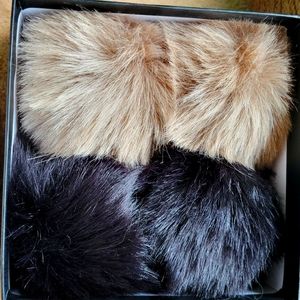 Pom Poms/Faux Fur(for shoes!) mushroom/black colours